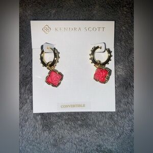 BNWT Kendra Scott Mallory Rose Huggie Earrings in Red Mother-of-Pearl $85